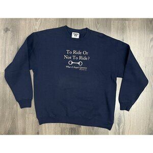 Vintage Horse Riding Sweatshirt Stirrups Company Blue Large Lee Heavyweight